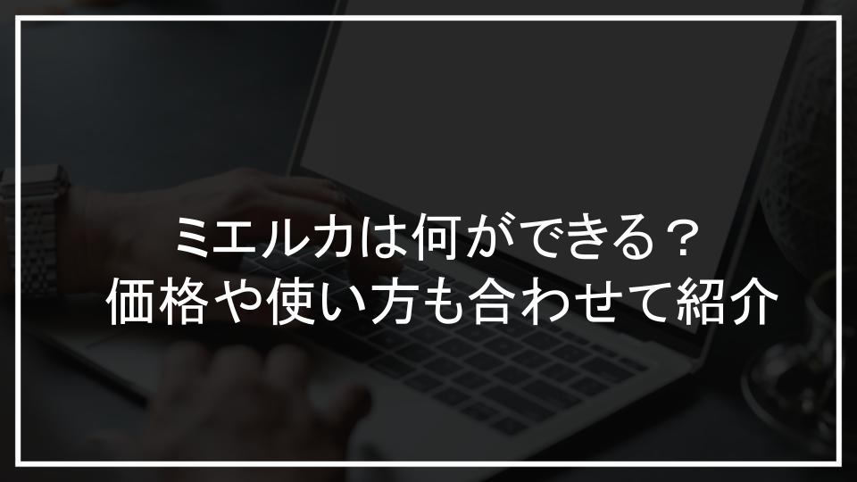 ミエルカは何ができる？費用や使い方も合わせて紹介
