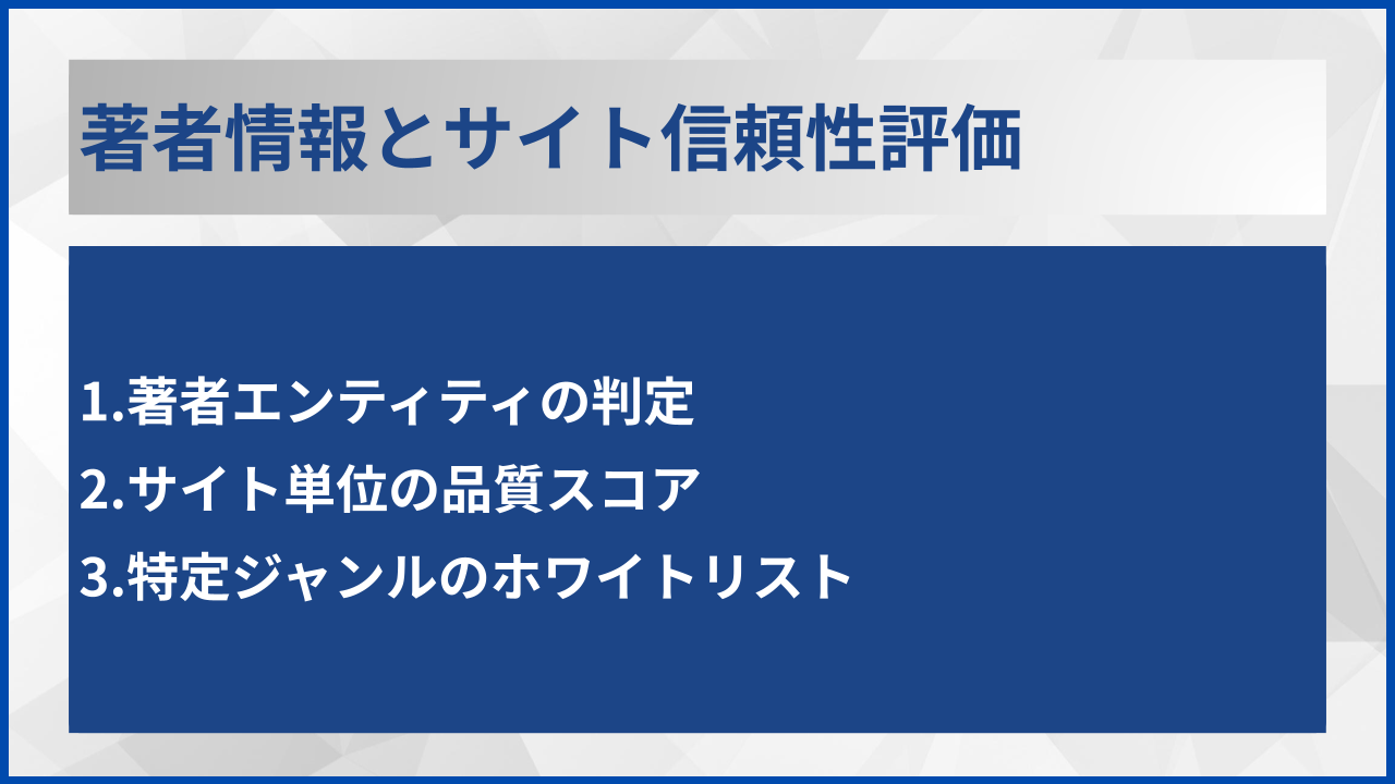 著者情報とサイト信頼性評価