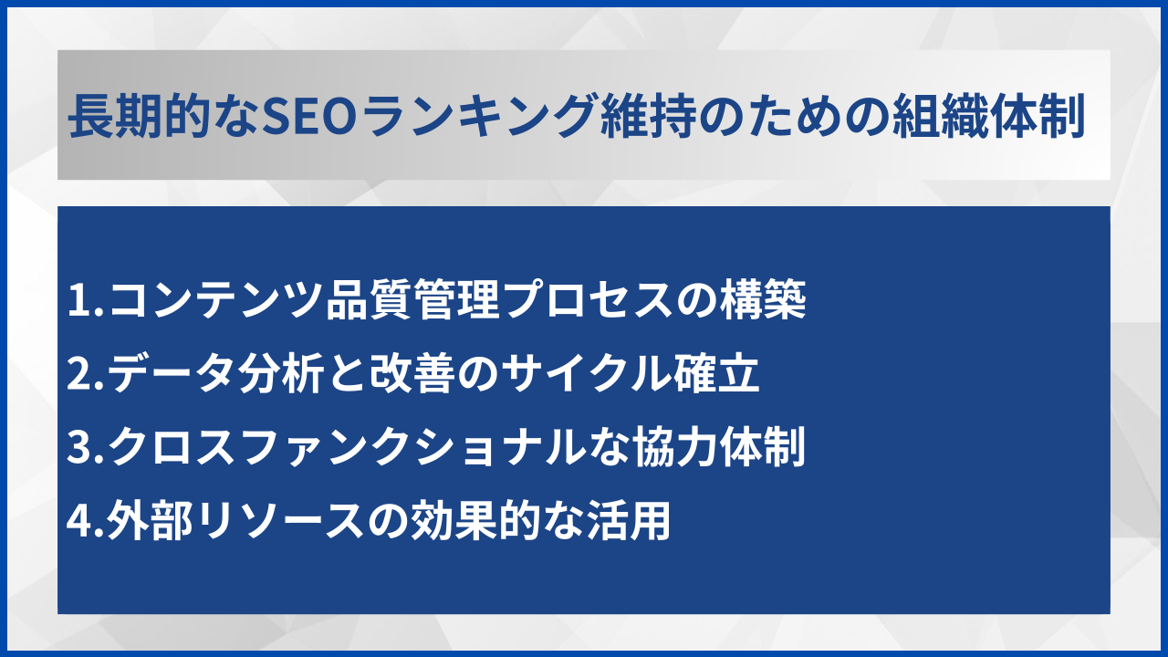 長期的なSEOランキング維持のための組織体制