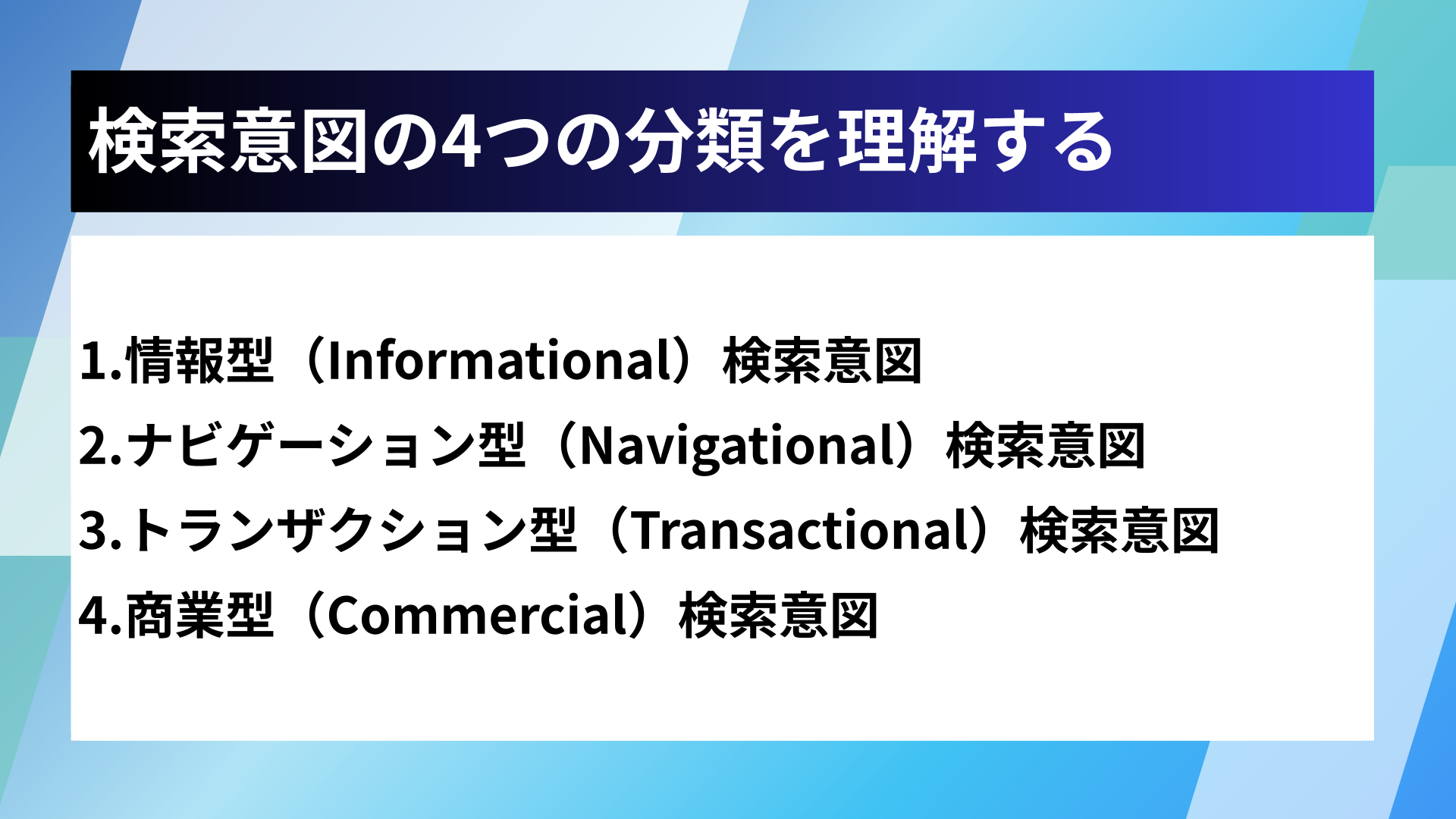 検索意図の4つの分類を理解する