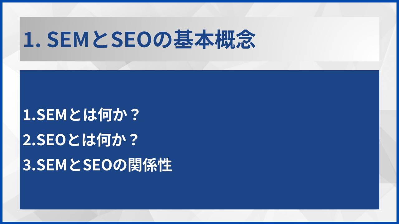 1. SEMとSEOの基本概念