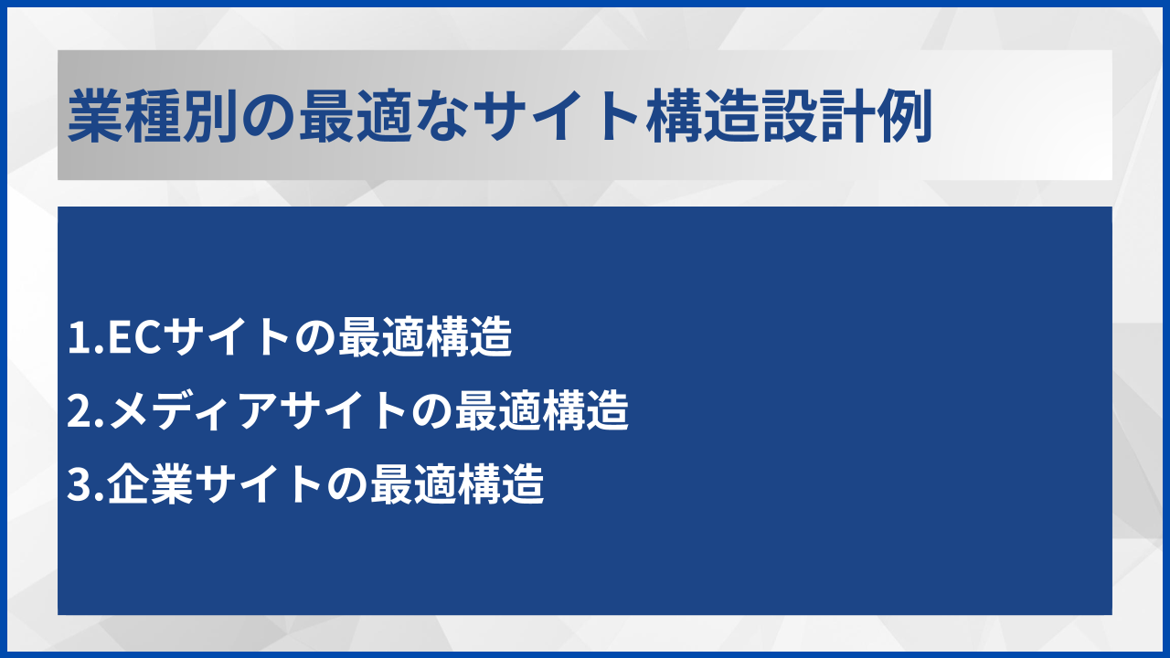 業種別の最適なサイト構造設計例