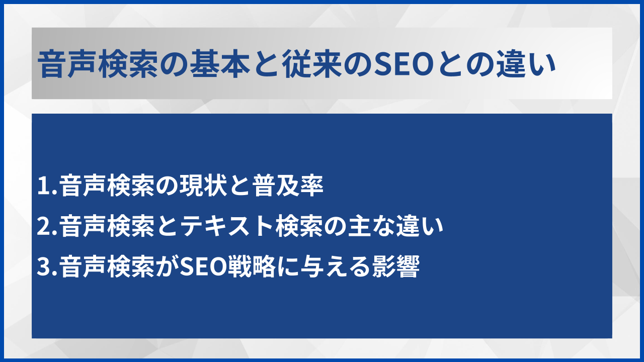 音声検索の基本と従来のSEOとの違い