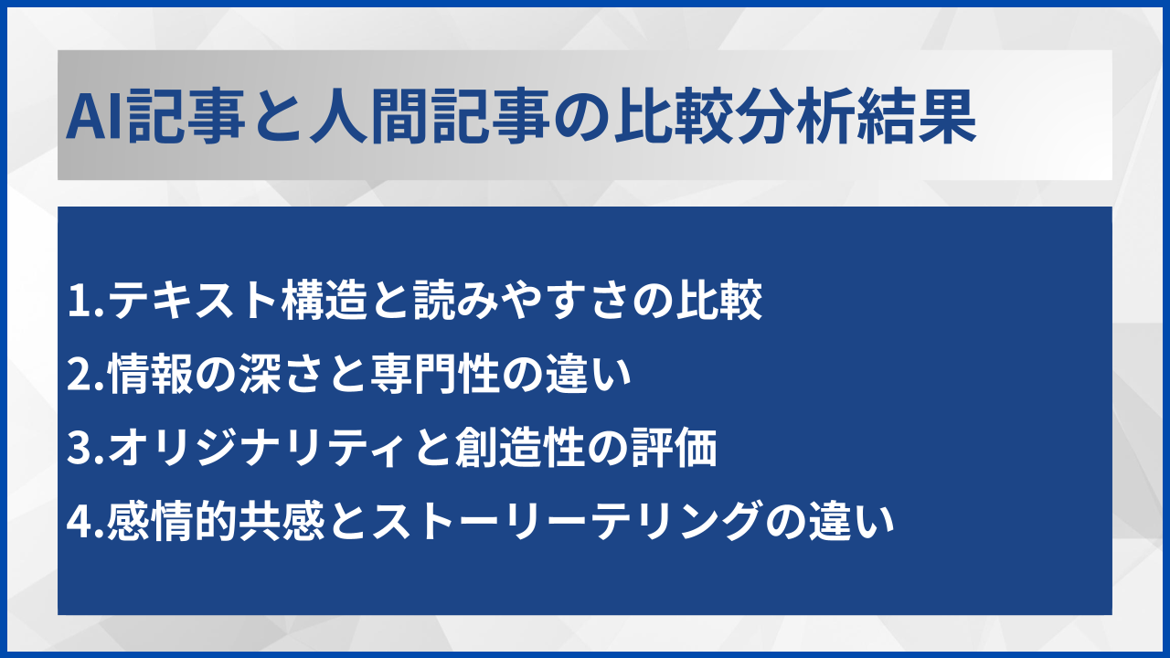 AI記事と人間記事の比較分析結果