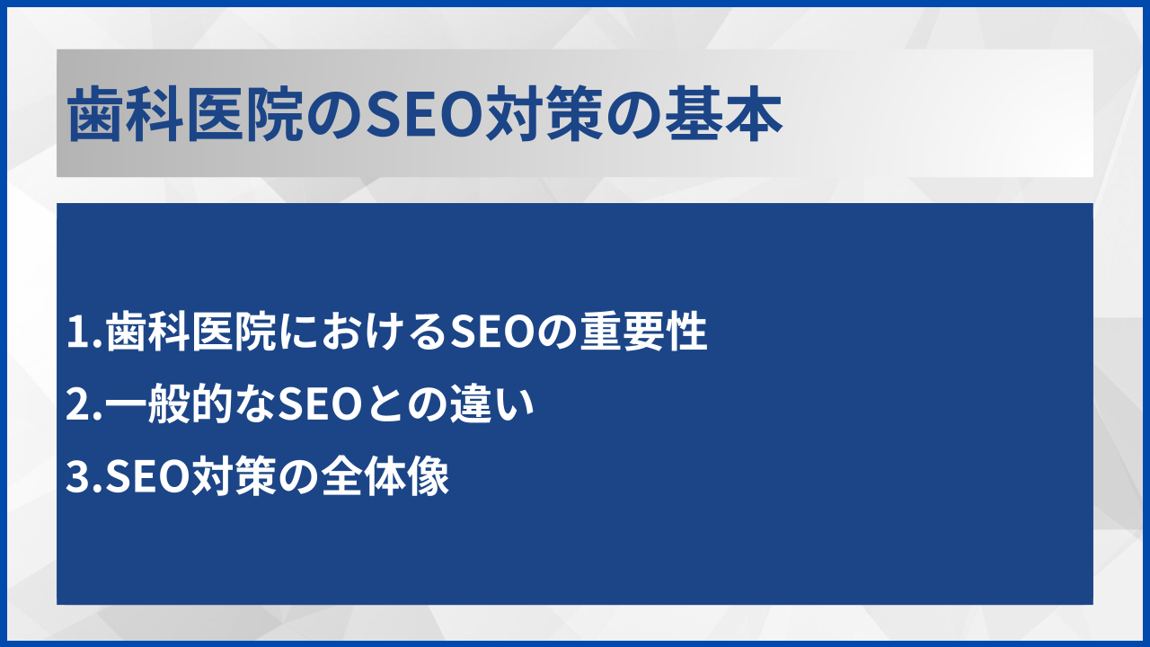 歯科医院のSEO対策の基本