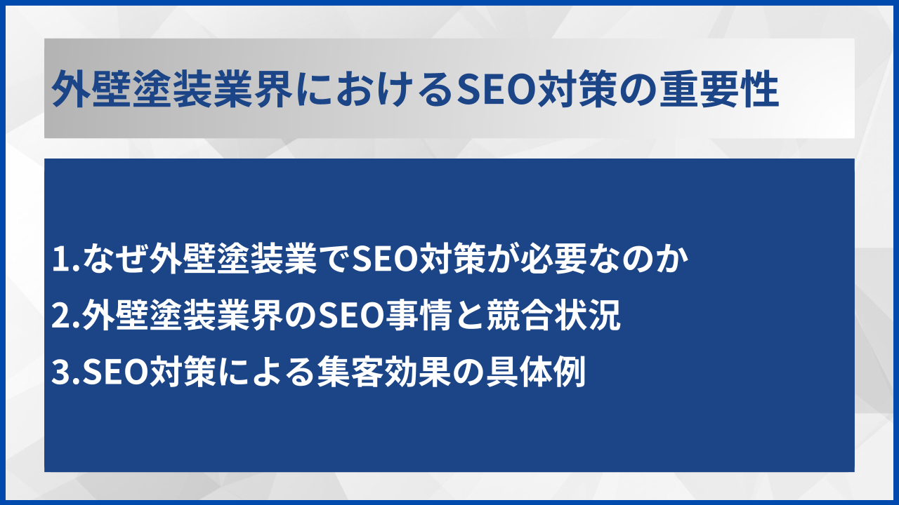 外壁塗装業界におけるSEO対策の重要性