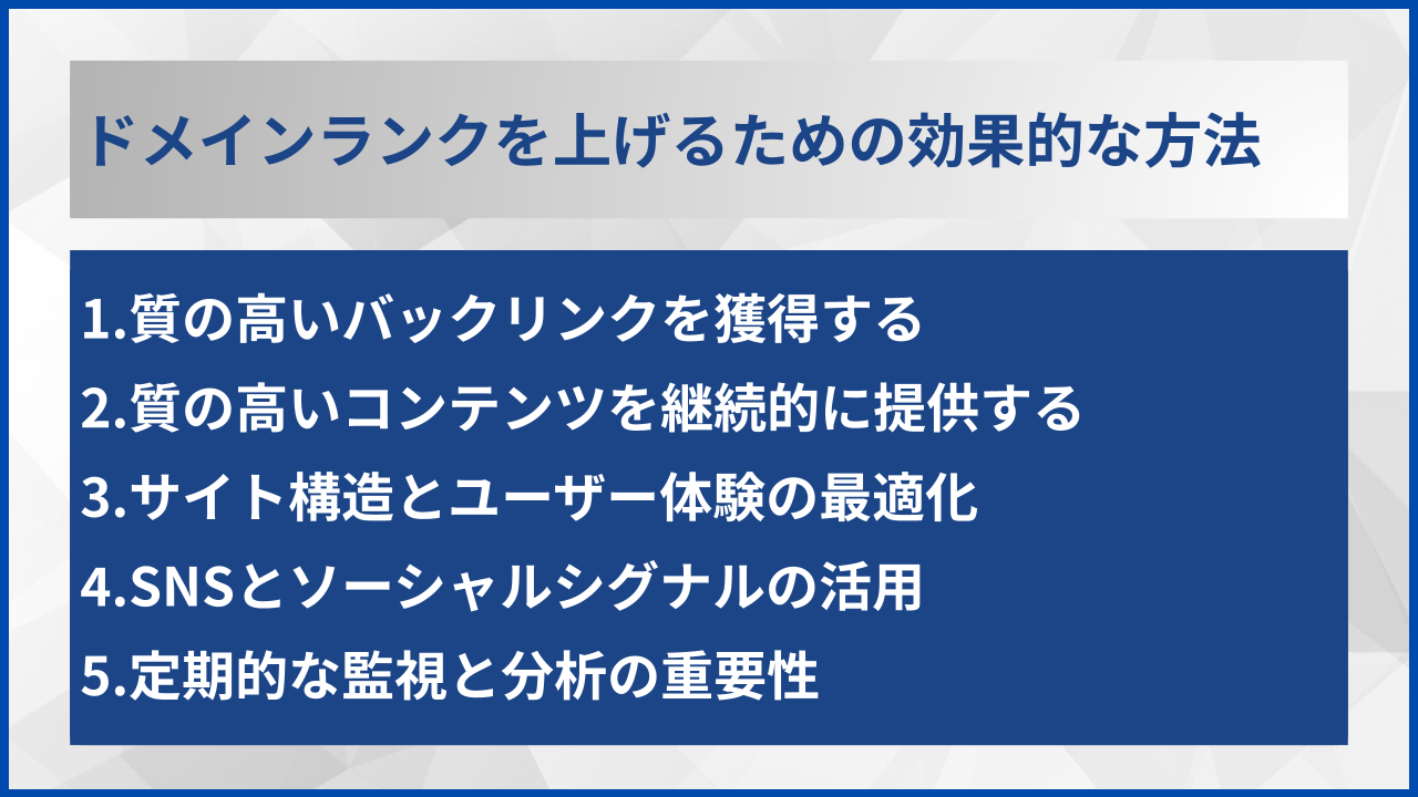ドメインランクを上げるための効果的な方法