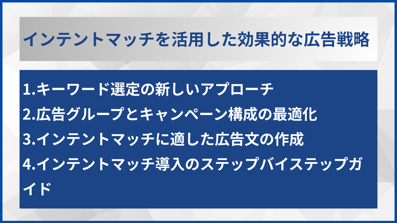 インテントマッチを活用した効果的な広告戦略