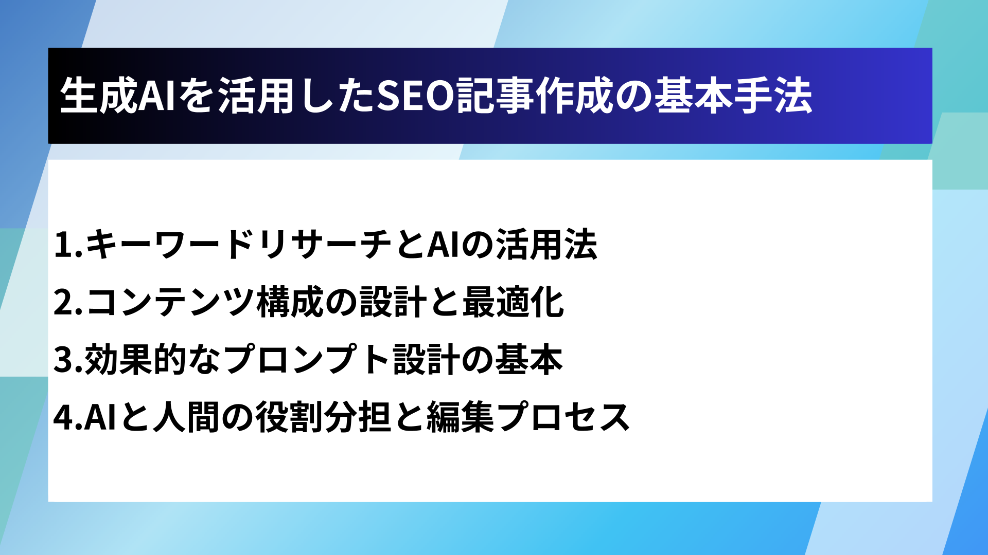 生成AIを活用したSEO記事作成の基本手法