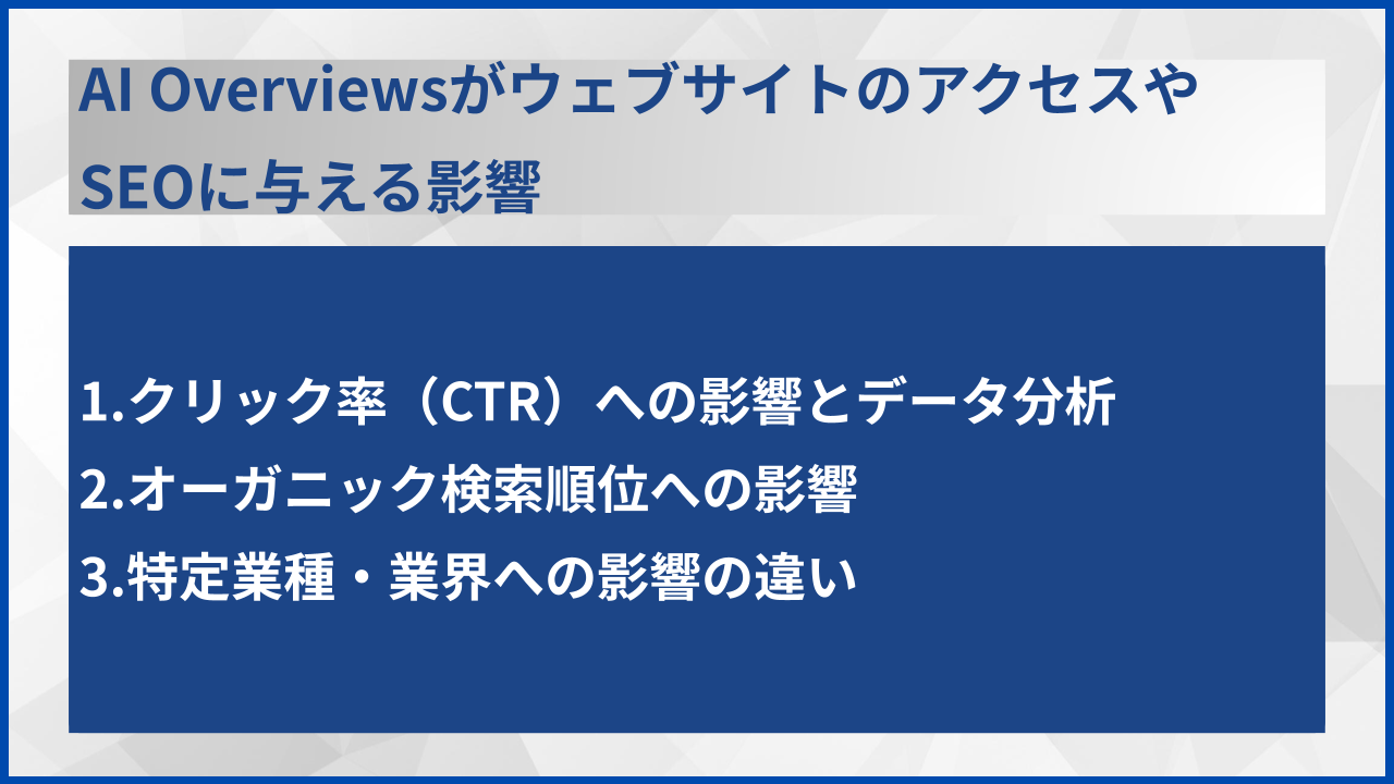 AI OverviewsがウェブサイトのアクセスやSEOに与える影響