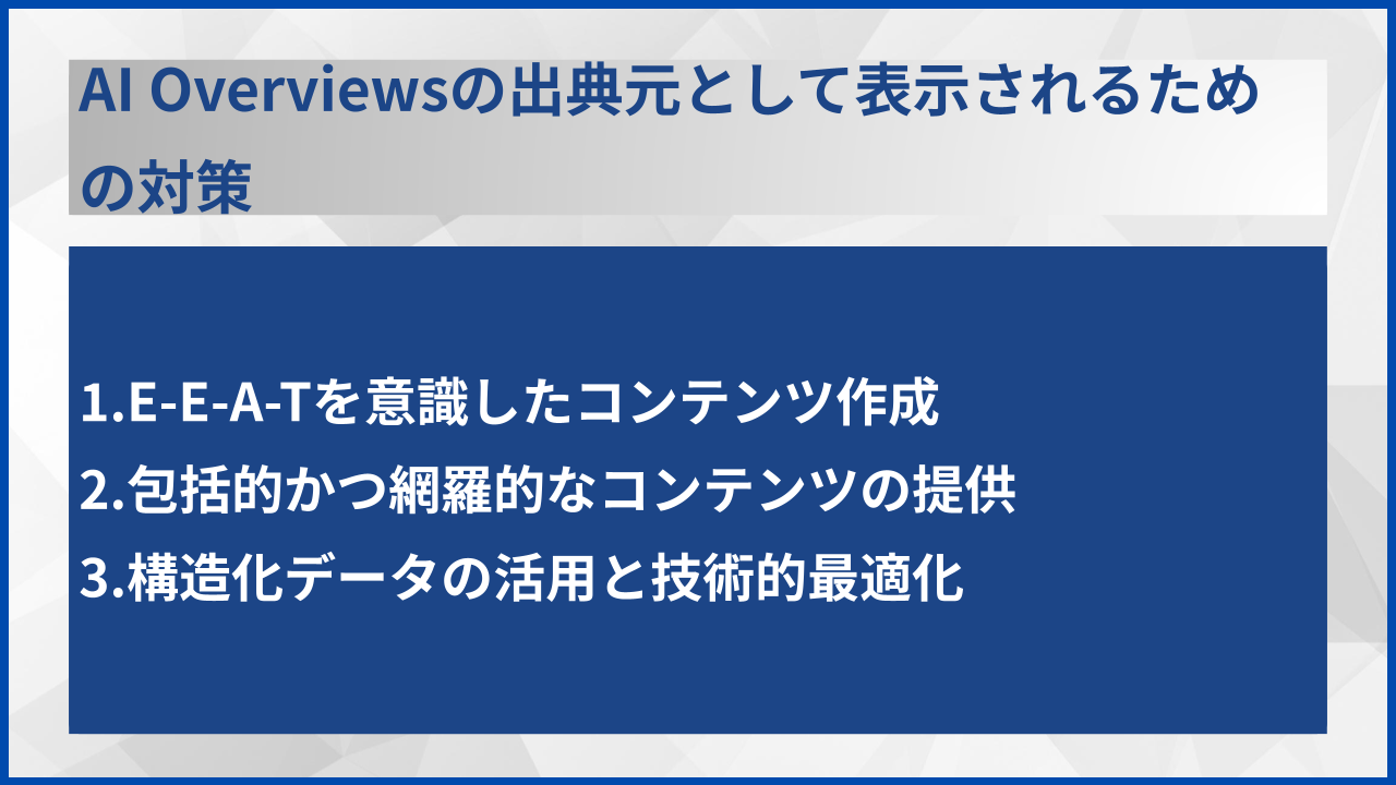 AI Overviewsの出典元として表示されるための対策