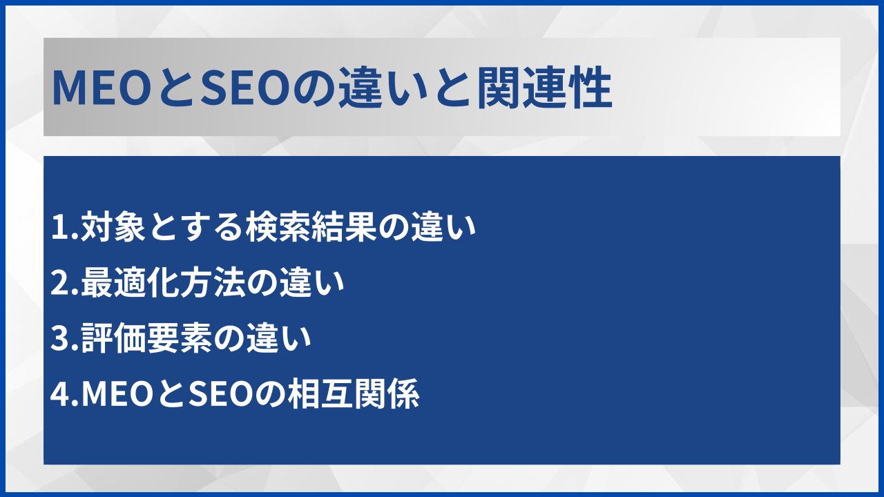 MEOとSEOの違いと関連性