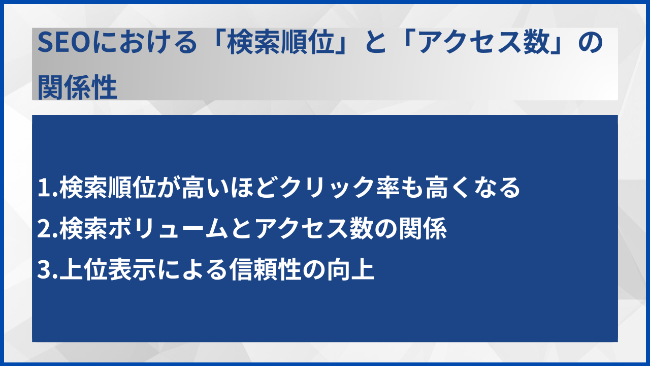 SEOにおける「検索順位」と「アクセス数」の関係性