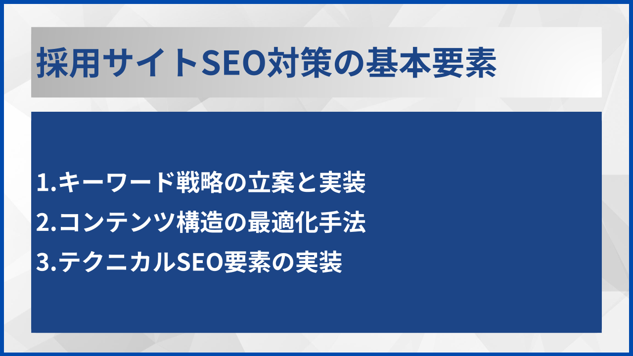 採用サイトSEO対策の基本要素