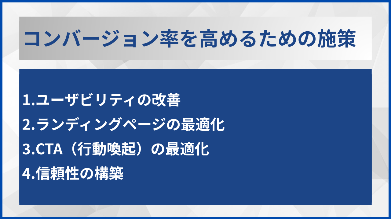 コンバージョン率を高めるための施策