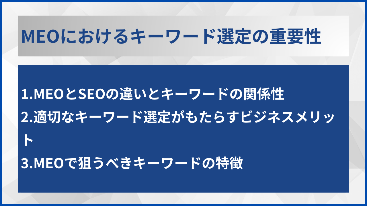 MEOにおけるキーワード選定の重要性