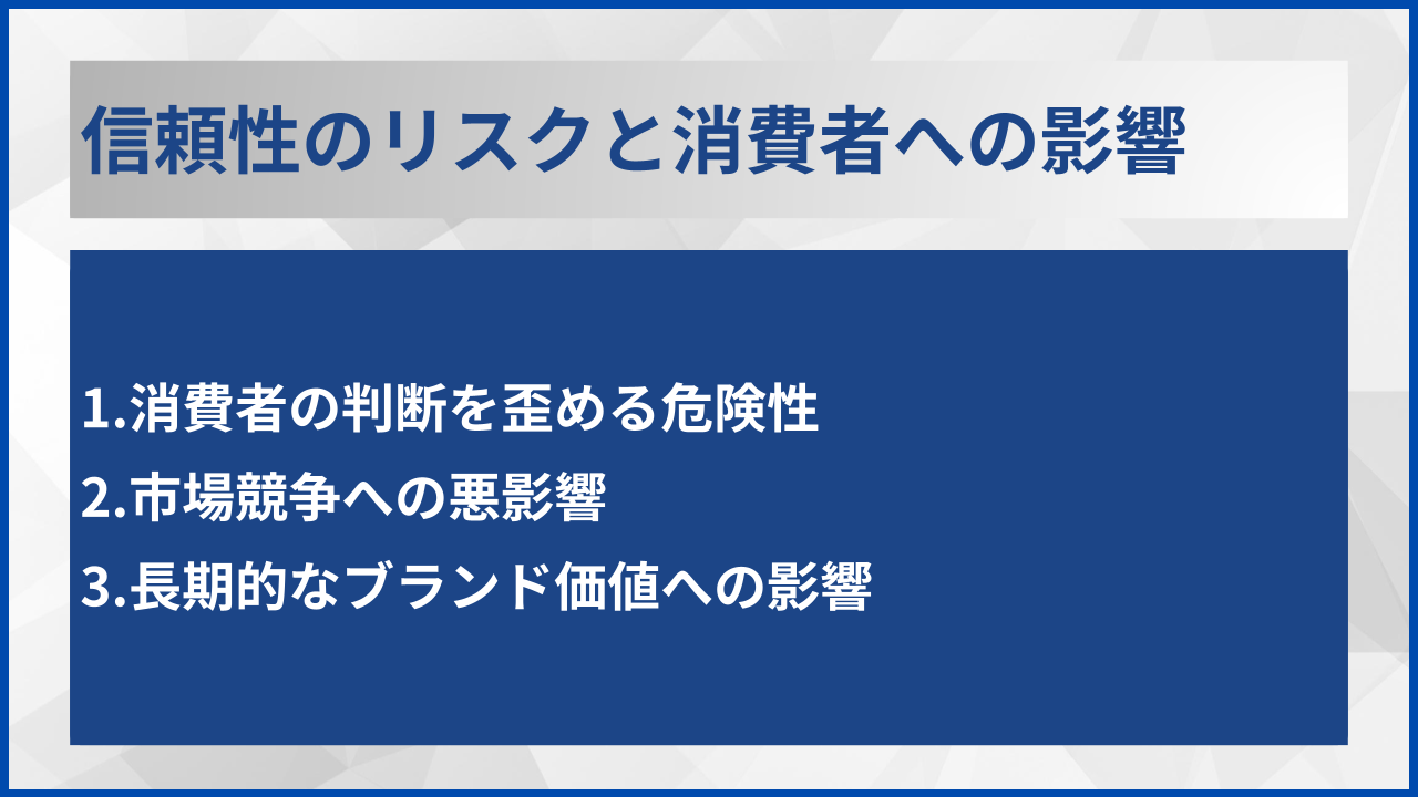 信頼性のリスクと消費者への影響