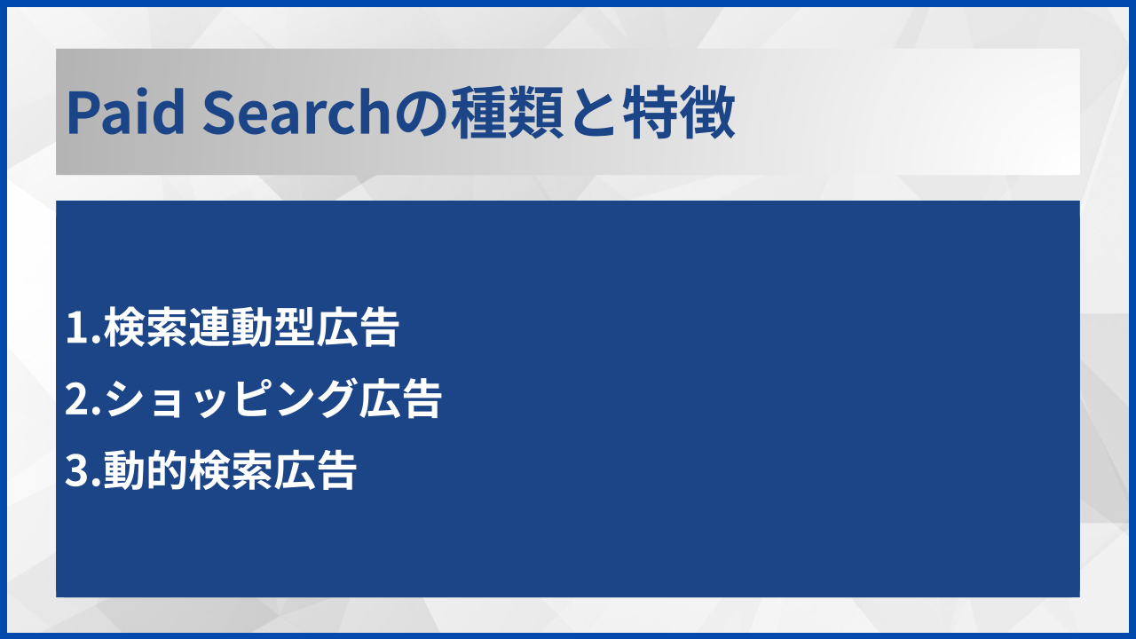 Paid Searchの種類と特徴
