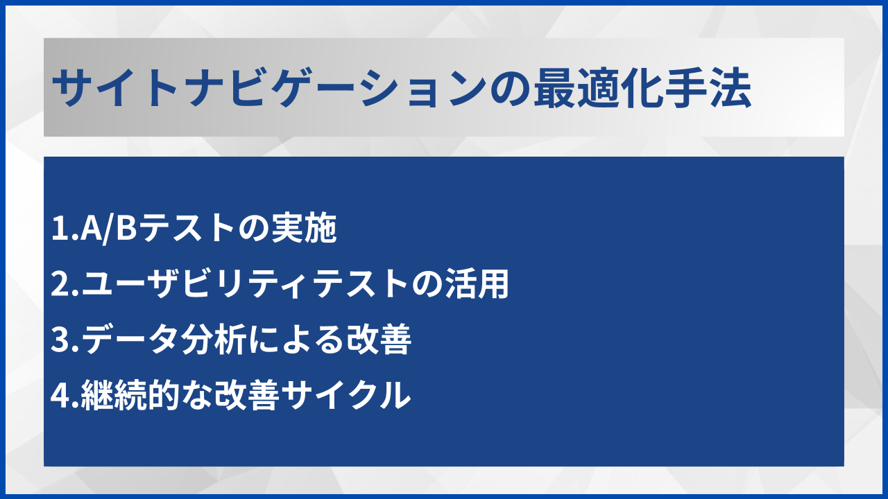サイトナビゲーションの最適化手法