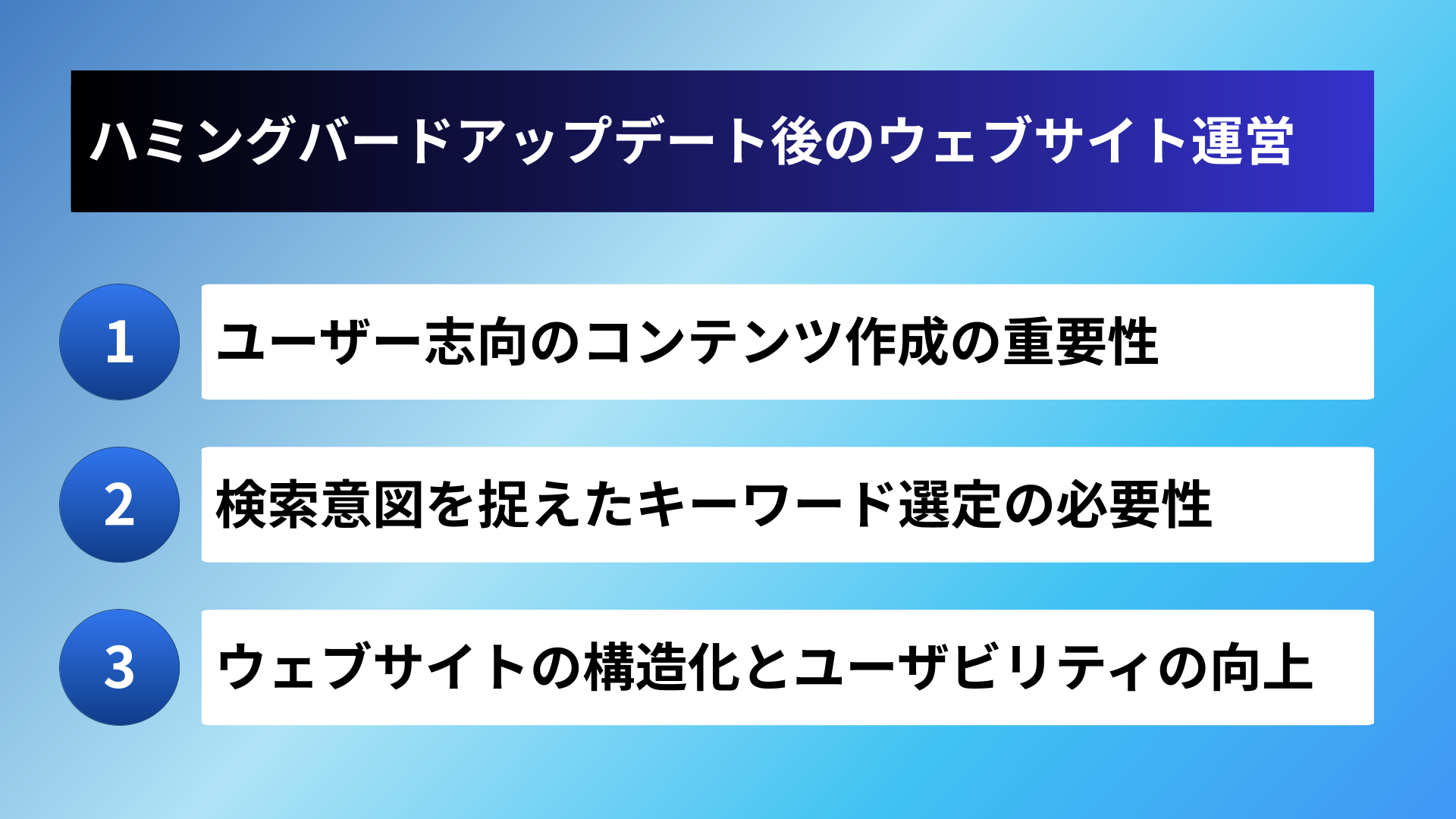 ハミングバードアップデート後のウェブサイト運営