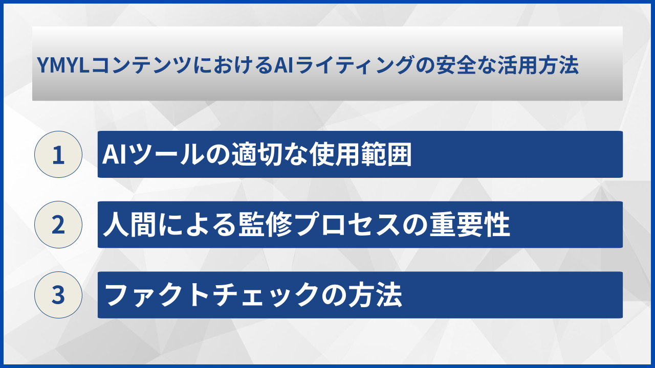 YMYLコンテンツにおけるAIライティングの安全な活用方法