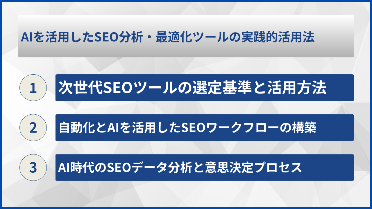 AIを活用したSEO分析・最適化ツールの実践的活用法