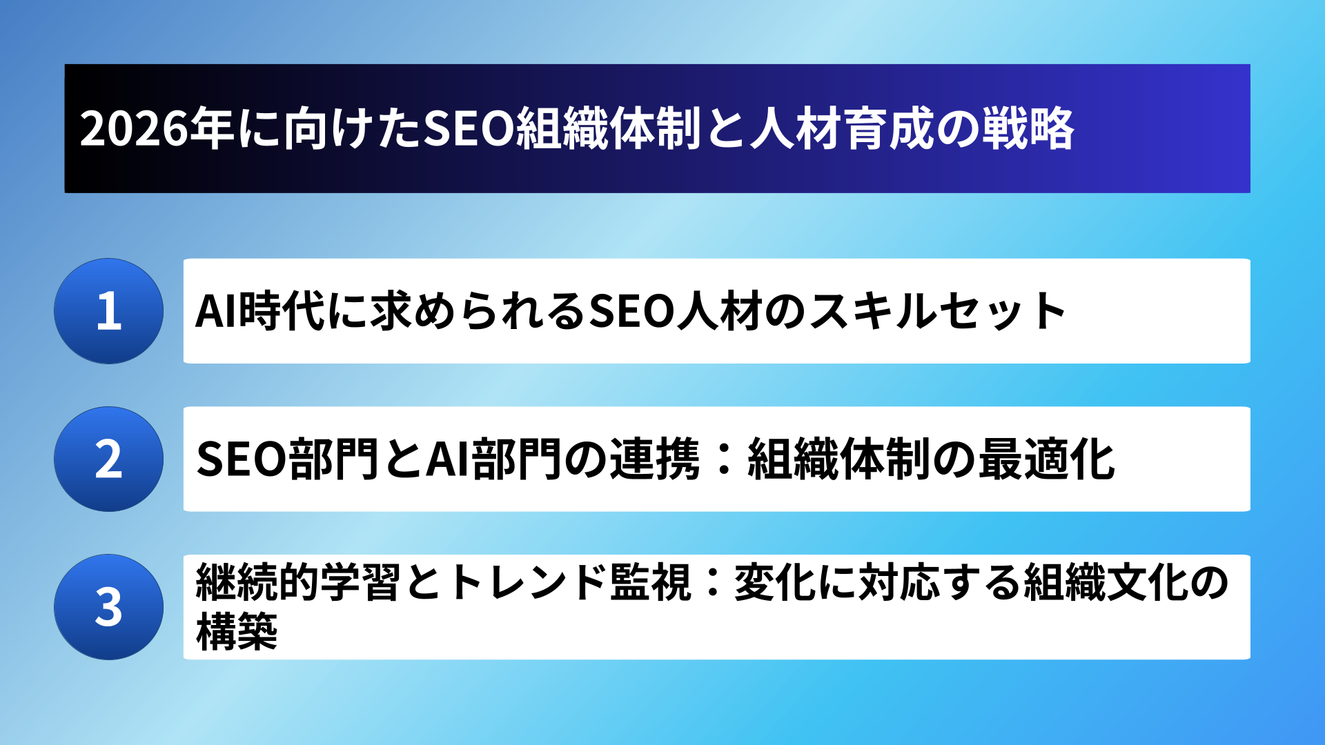 2026年に向けたSEO組織体制と人材育成の戦略