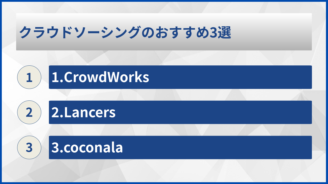 クラウドソーシングのおすすめ3選