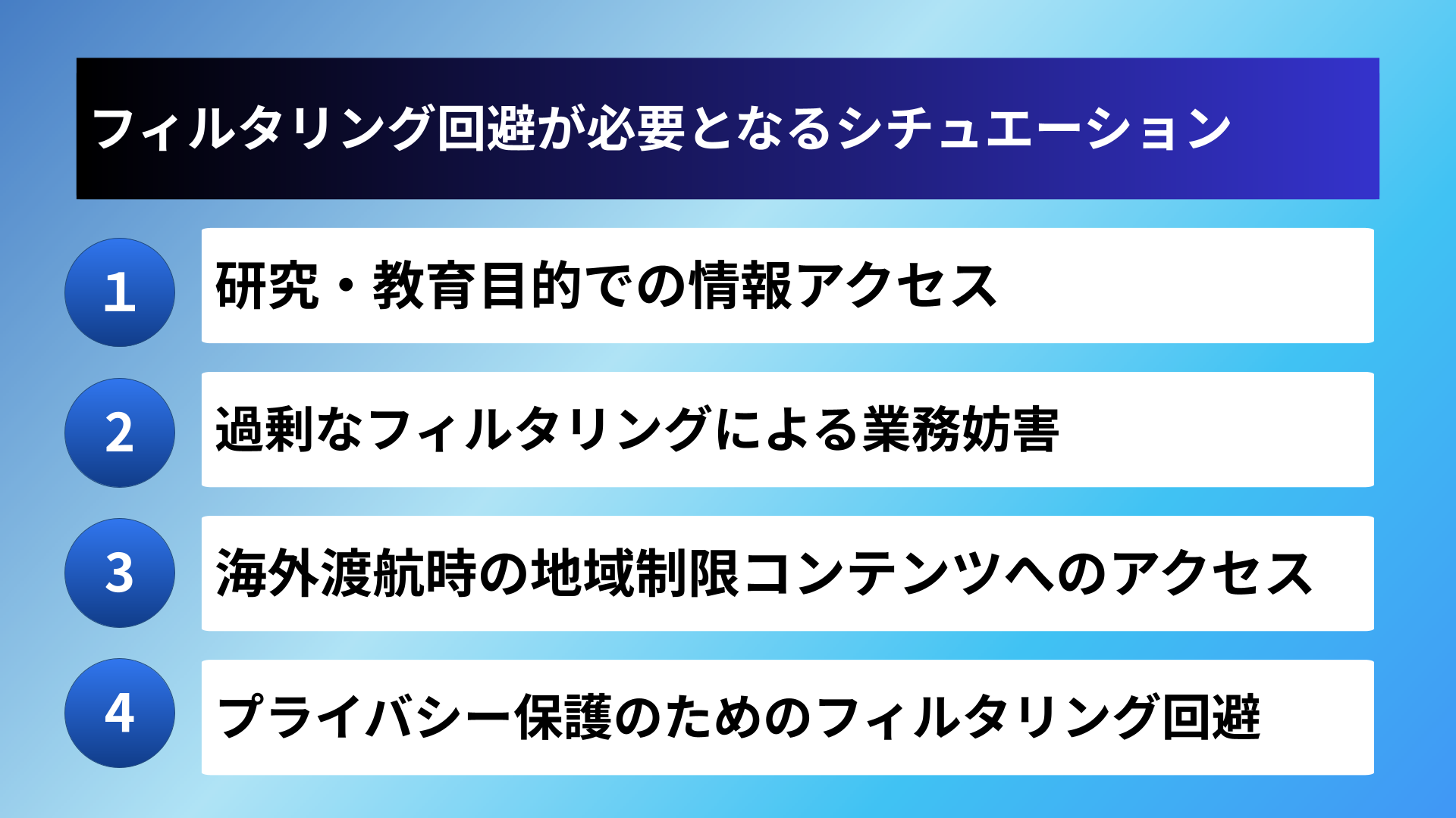 フィルタリング回避が必要となるシチュエーション