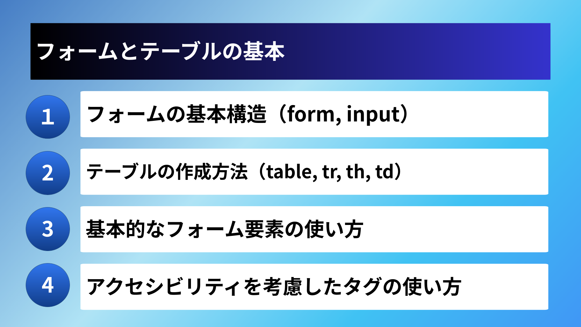 フォームとテーブルの基本