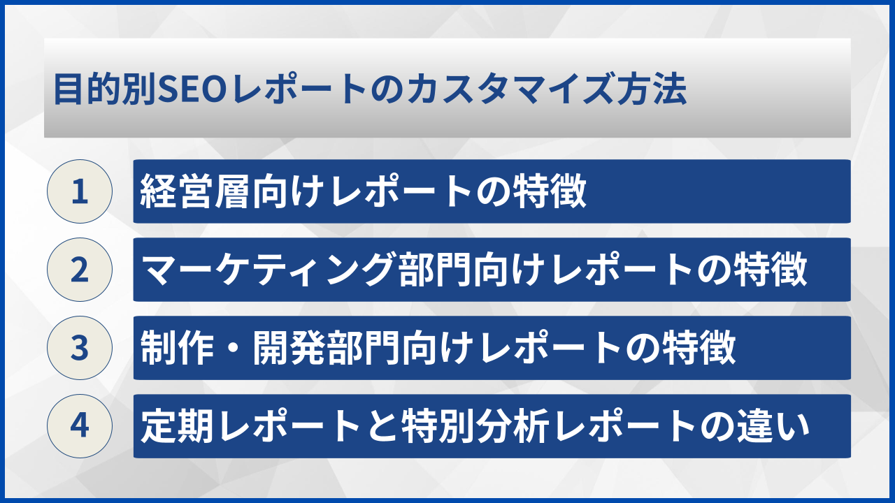 目的別SEOレポートのカスタマイズ方法