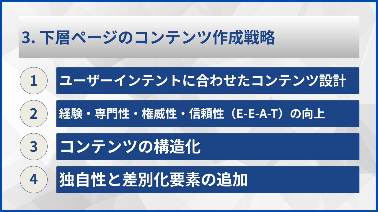 3. 下層ページのコンテンツ作成戦略