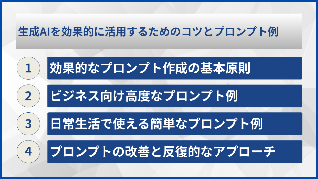生成AIを効果的に活用するためのコツとプロンプト例
