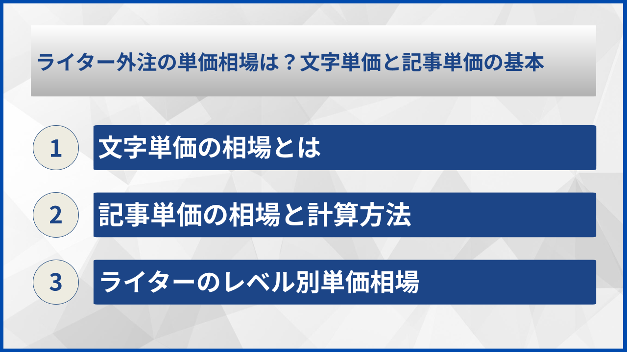 ライター外注の単価相場は？文字単価と記事単価の基本