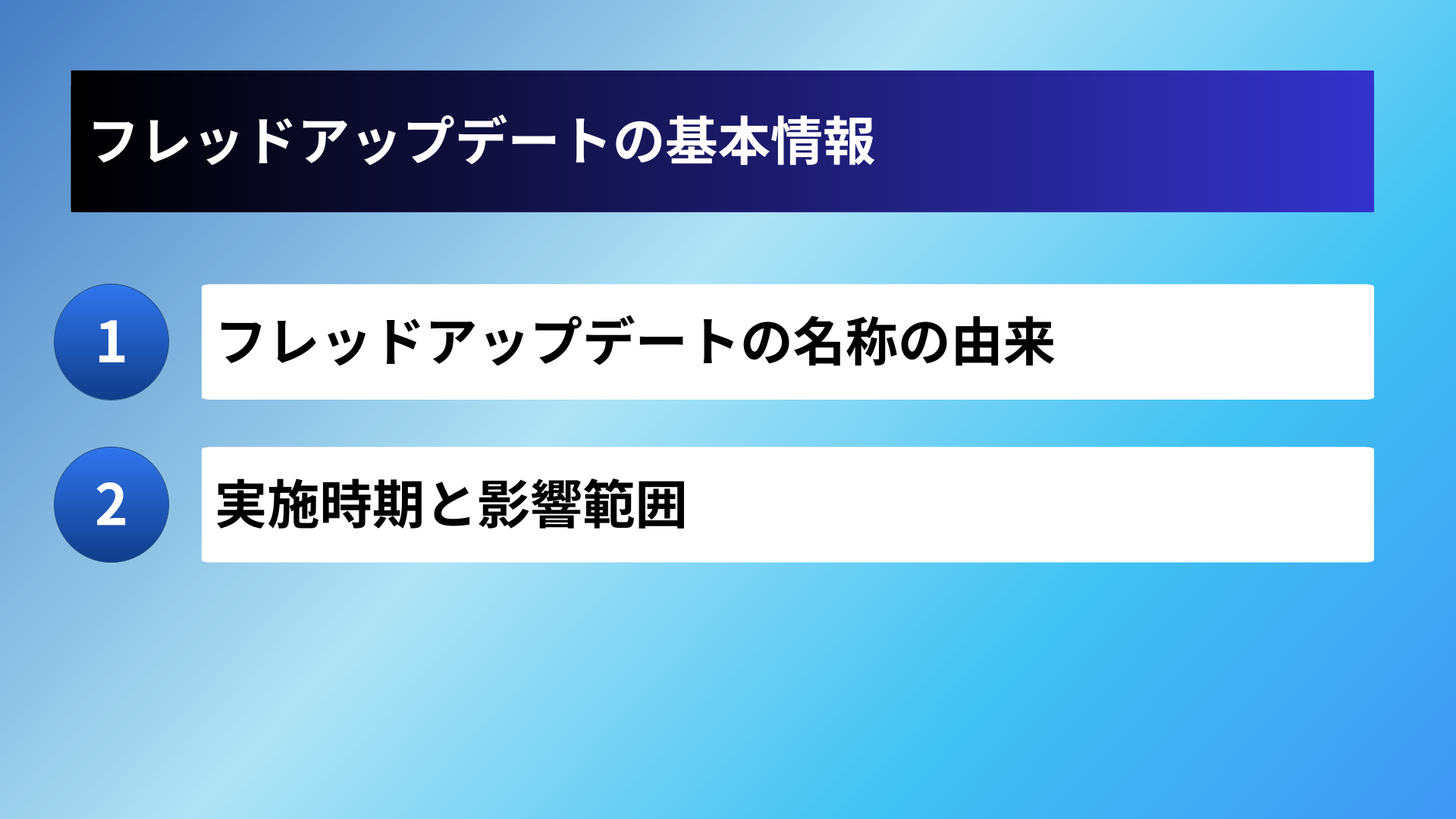 フレッドアップデートの基本情報