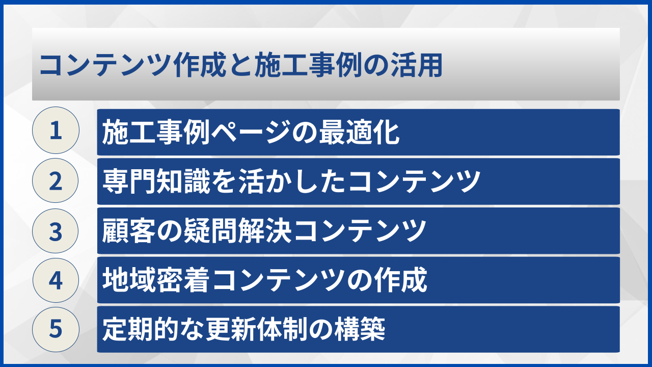 コンテンツ作成と施工事例の活用