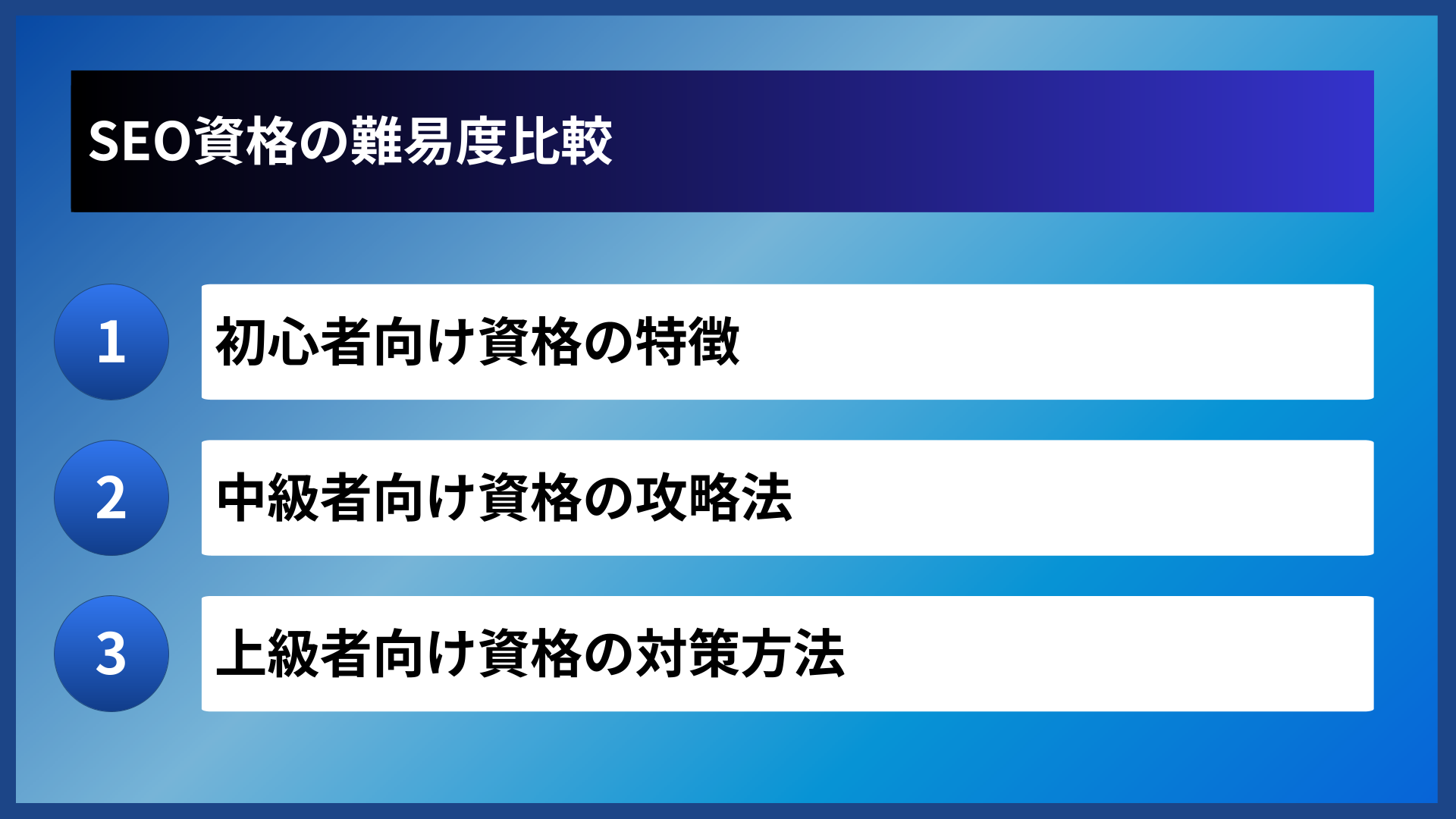 SEO資格の難易度比較