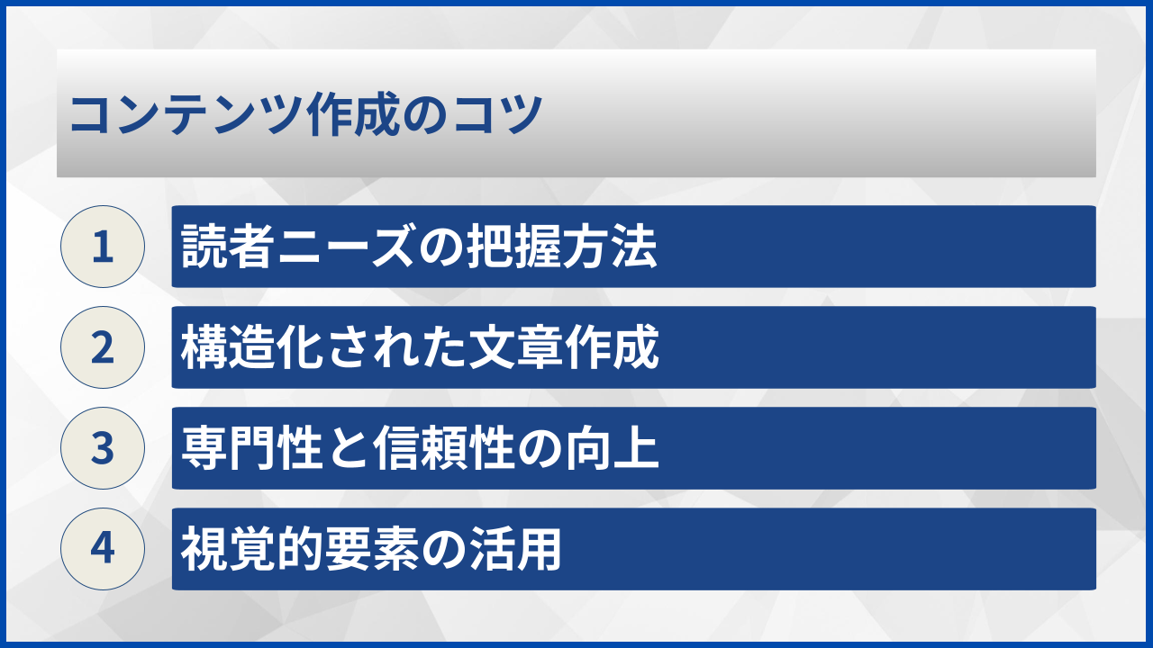 コンテンツ作成のコツ