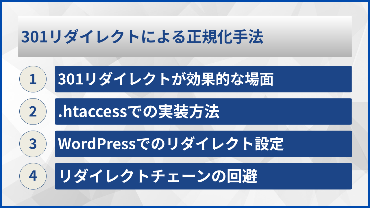 301リダイレクトによる正規化手法