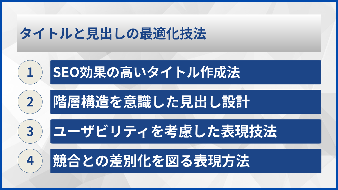 タイトルと見出しの最適化技法