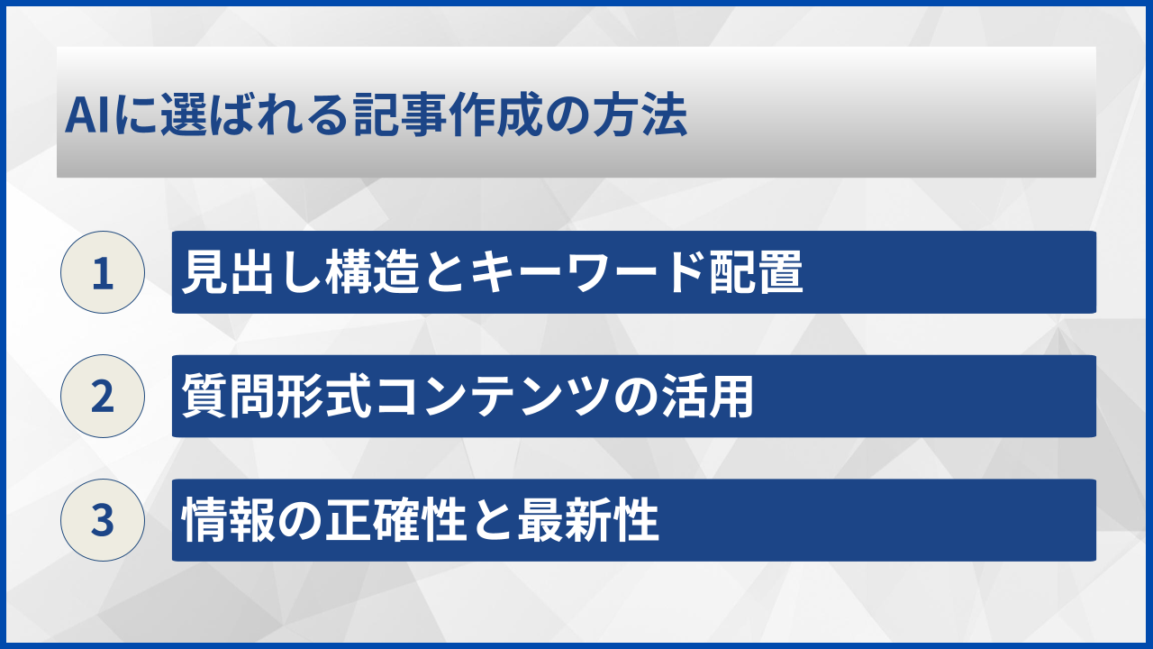 AIに選ばれる記事作成の方法