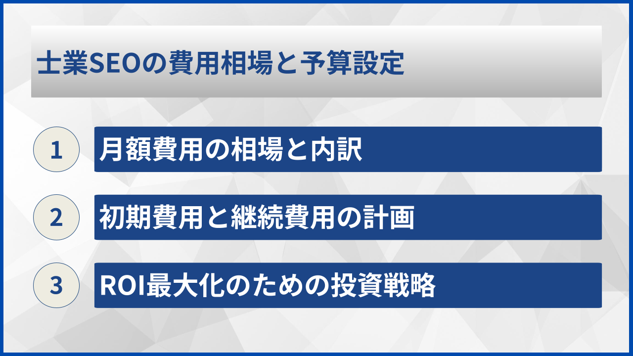 士業SEOの費用相場と予算設定
