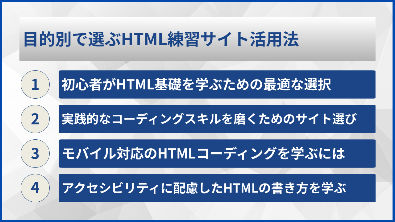 目的別で選ぶHTML練習サイト活用法