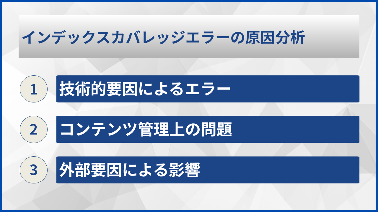 インデックスカバレッジエラーの原因分析