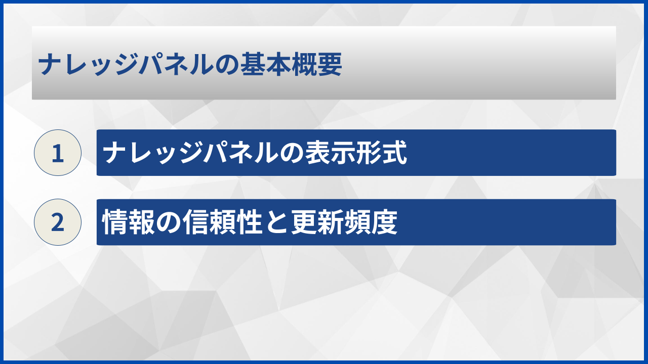 ナレッジパネルの基本概要