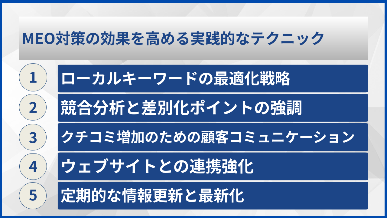 MEO対策の効果を高める実践的なテクニック