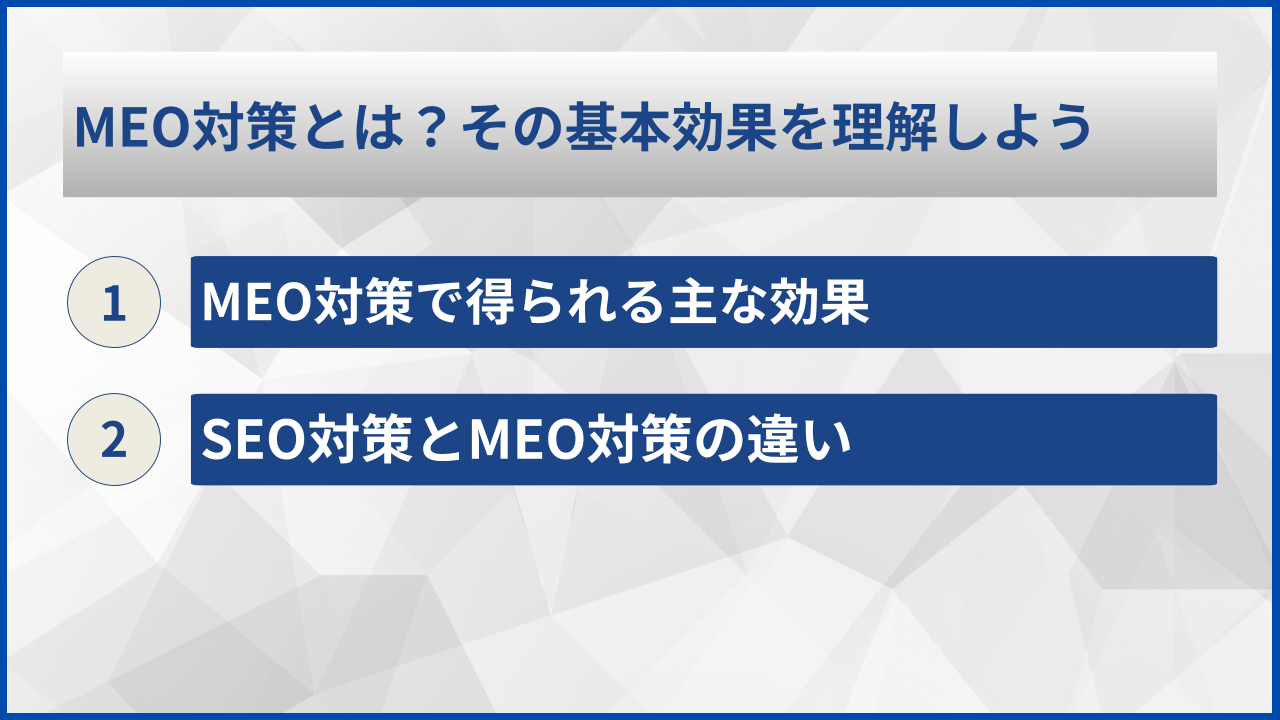 MEO対策とは？その基本効果を理解しよう