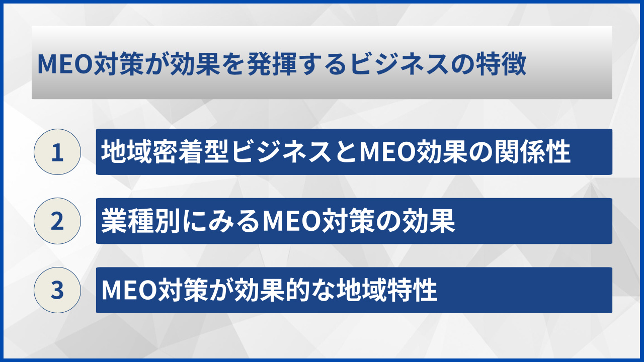 MEO対策が効果を発揮するビジネスの特徴