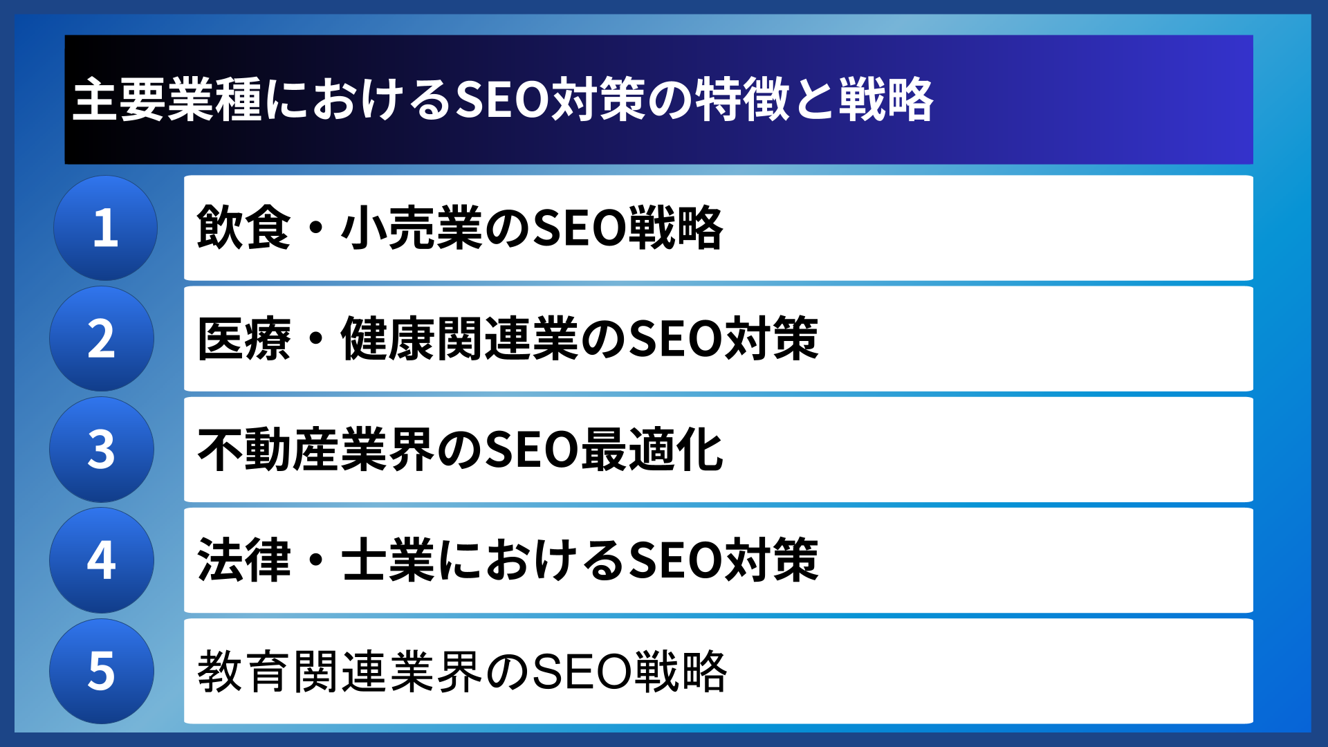 主要業種におけるSEO対策の特徴と戦略