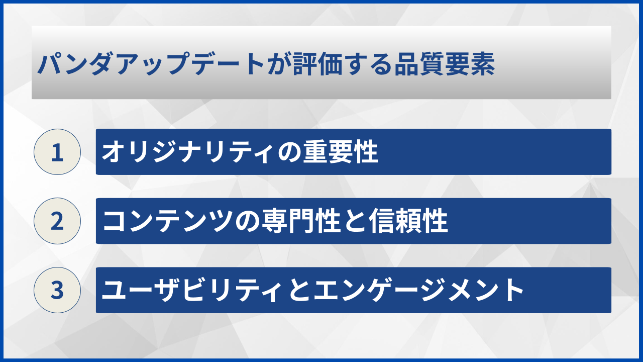 パンダアップデートが評価する品質要素